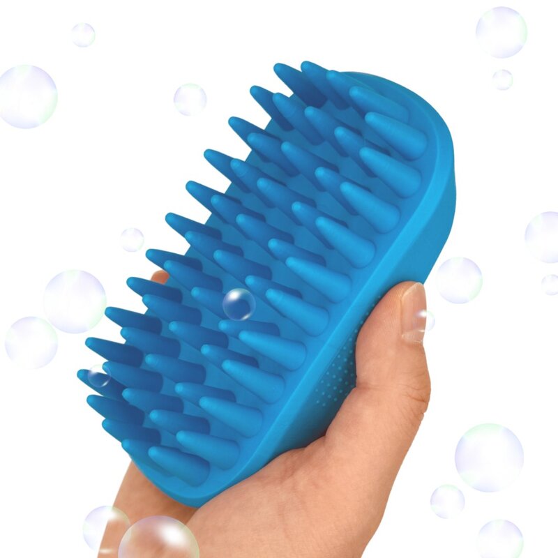 SOONTAN 뽀드득 반려동물 전용 목욕 마사지 털관리 브러쉬, 블루, 1개