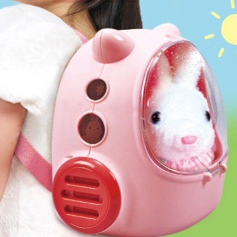 리얼펫 가방에 쏘옥 깡총 아기 토끼 작동인형, 24cm, 1개