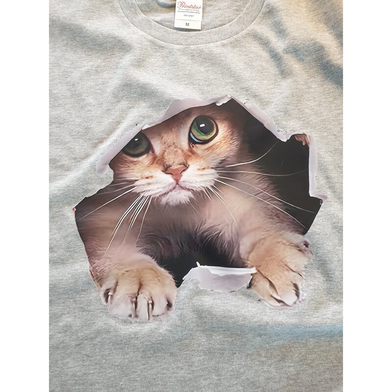 M/L/XL 남녀공용 고양이 반팔티 커플티 빅사이즈 우정티 반티 과티 단체티 남성복 여성복 티셔츠