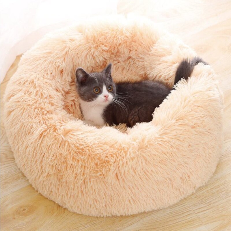 멍멍집사 코지 마약방석 강아지 고양이 쿠션 애견방석 장모 원형 도넛 침대, 인디 핑크, 1개
