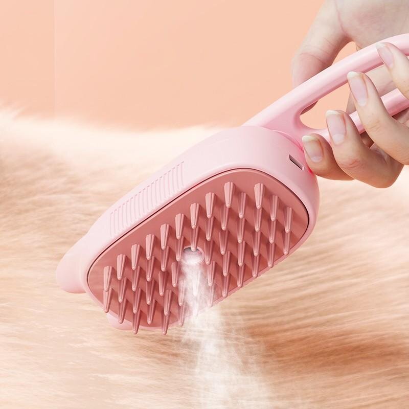 캣앤독마켓 고양이귀 강아지 고양이 털제거 브러쉬 스팀브러쉬 고양이귀 강아지빗 고양이빗, 2.크림, 1개