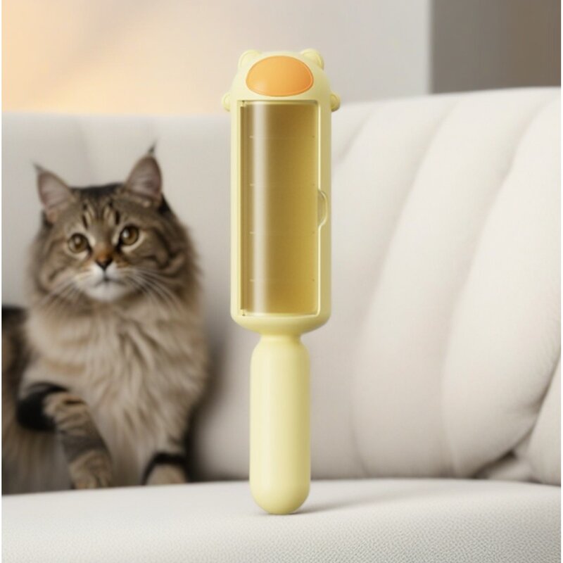 코이노리 강아지 고양이 먼지 털 제거 휴대용 반영구 돌돌이 털청소기, 1개, 옐로우