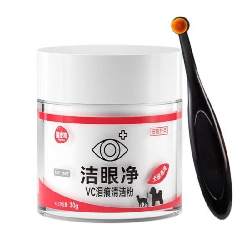 반려동물 눈 눈물 얼룩 제거제 파우더 개 고양이용 자연 안전 적용 어라운드 눈 흡수 건조 얼룩 방지 효과적인 비자극, 1개, 30g