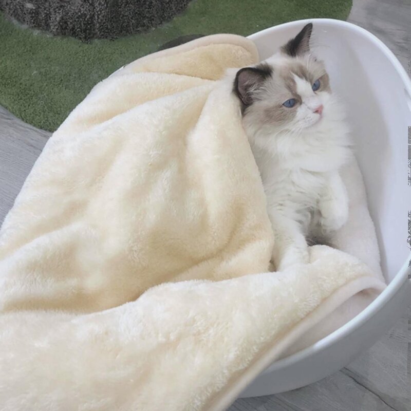 고양이 담요 작은 이불 애완동물 담요 고양이 담요 고양이 잠 겨울 보온 강아지 담요 전용 담요 매트, 브라운, M-중형(21), 1개
