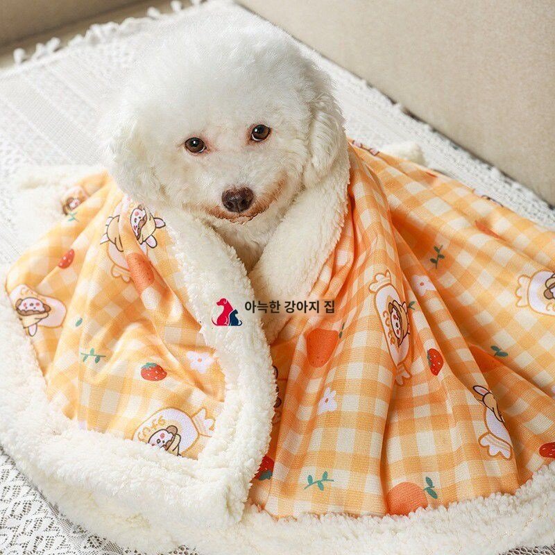 비숑 전용 강아지 잠자리 이불 겨울 두꺼운 강아지 매트 물림 방지 겨울 강아지 덮개 담요