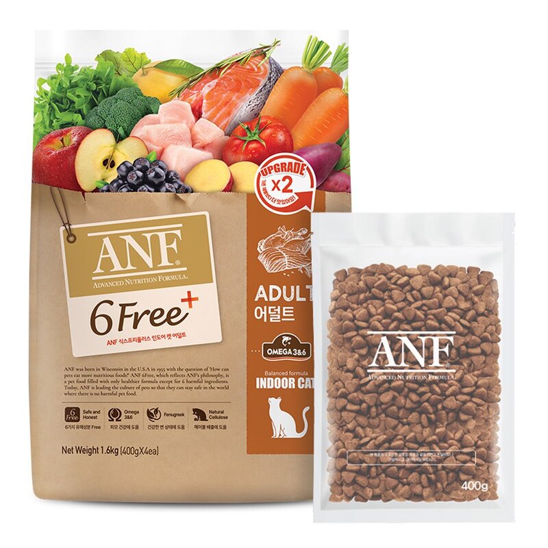 ANF 강아지 전연령 식스프리플러스 인도어 소고기&연어 건식사료, 소고기+연어, 400g, 4개