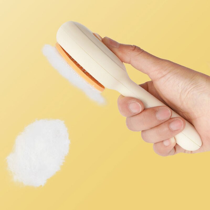 딩동펫 반려동물 루키 원터치 슬리커 브러쉬, 아이보리, 1개