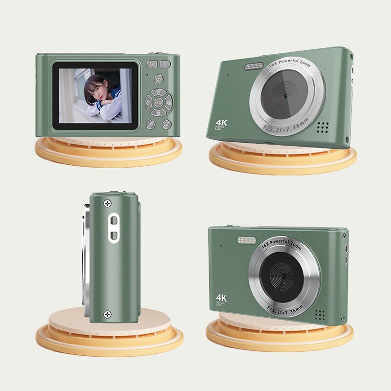 RUNHome 4800w 레트로 미니 디지털 카메라 여행용 인생+64G메모리카드, 블랙