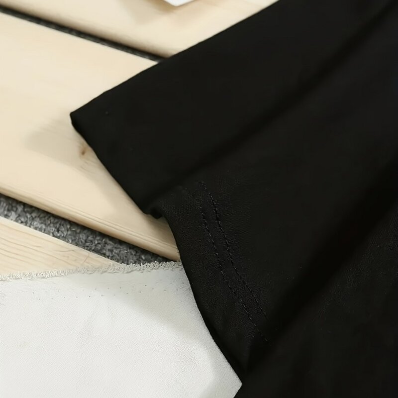 검은 고양이 프린트 티셔츠 캐주얼한 반팔 면 혼방 크루 넥 티 야외용 남성 의류