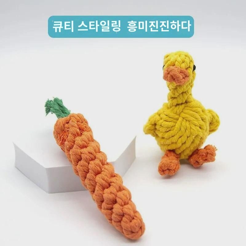 덕목 강아지 전용 완구 세트 끈끈이 신기 당근 뽀글이 발성용품 체력 소모, 체험 투피스, 1개