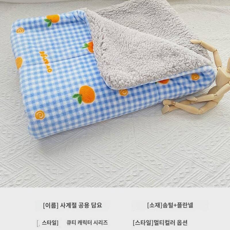 반려동물 전용 담요 고양이 이불 고양이 이불 강아지 잠자는 강아지 담요 강아지 침구 패드 사계절 공용, 노랑고양이(흰털), 라지(70x100cm), 1개