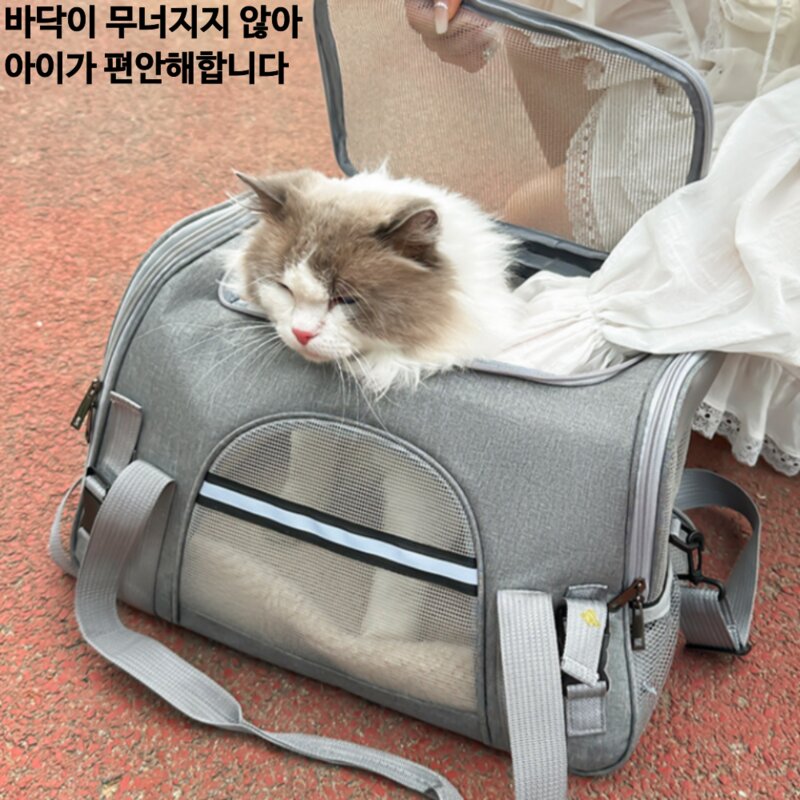 펫마크 반려동물 이동가방 강아지 고양이 메쉬 이동장 기내용, 1개