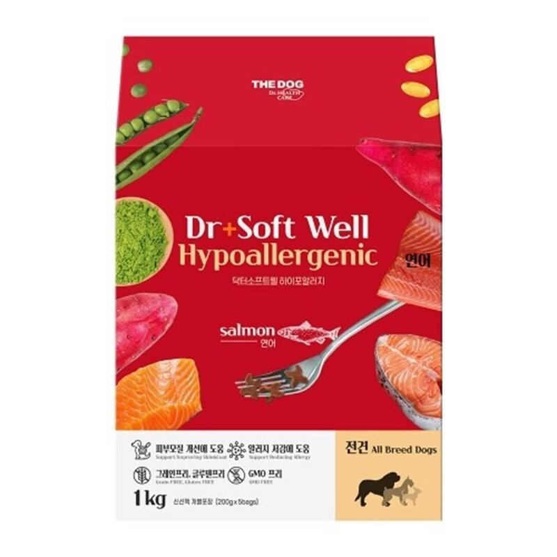피모 알러지 연어 전견종 사료 1kg 기능성 애견밥 가성비좋은 개, 1개, 상세페이지참조