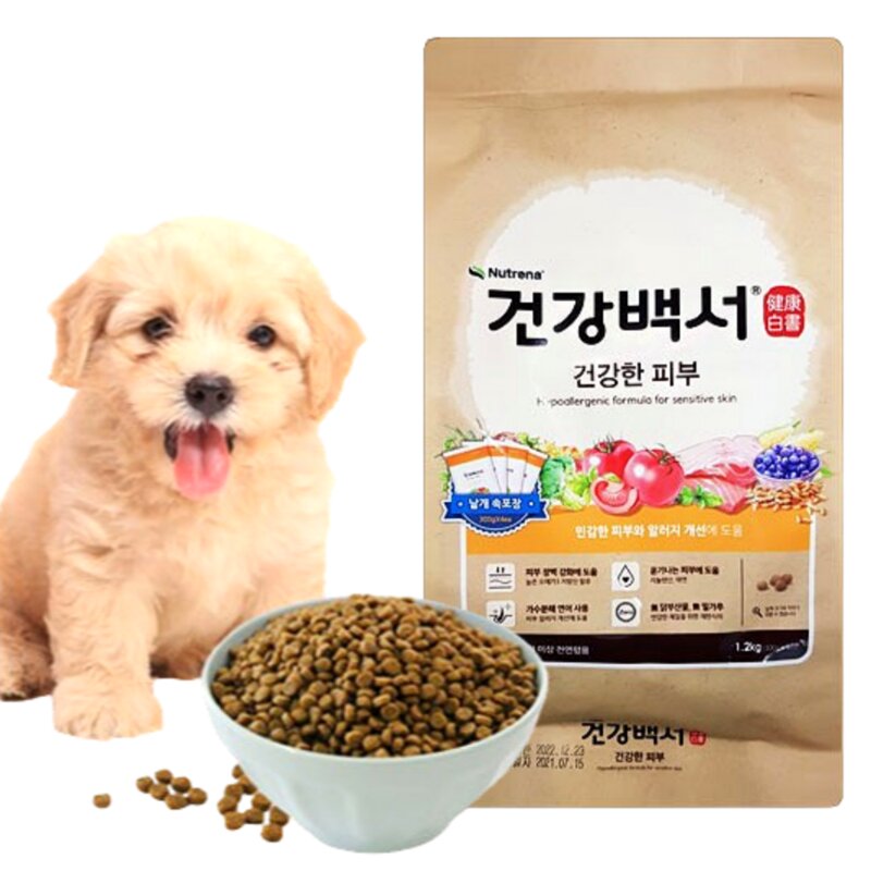 건강백서 애견 강아지 피부건강 알러지개선 국내산 사료 300g씩 개별 소포장, 1개, 1.2kg