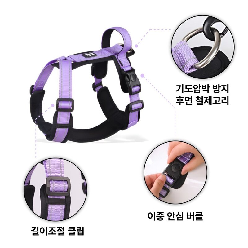 와그펫 강아지 H형 안심 하네스, 블랙, 1개