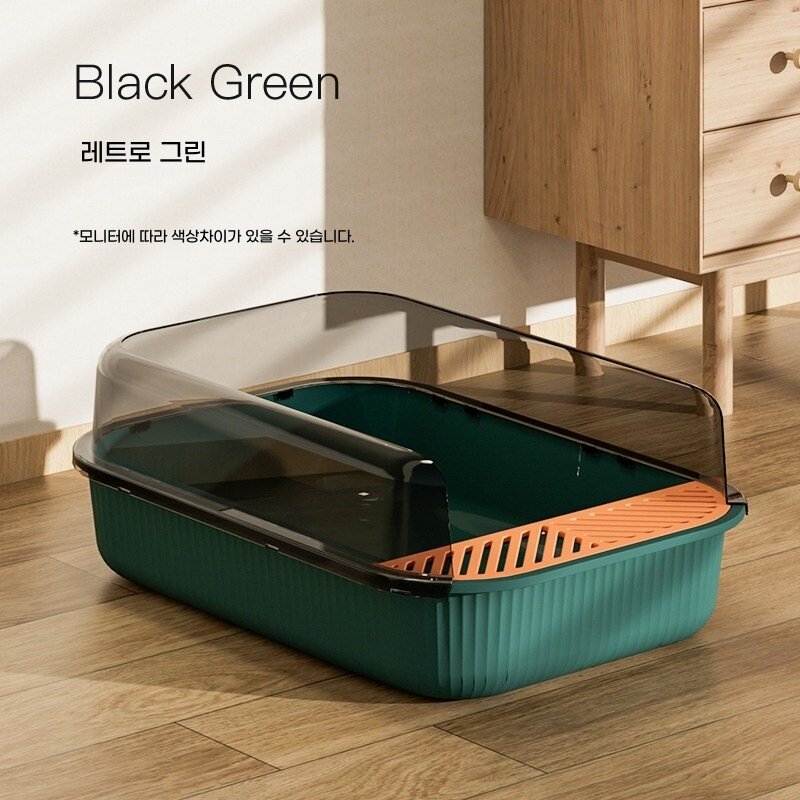 JUIMIMI 고양이 화장실 반밀폐 대형 고양이 화장실, 1개, Blue