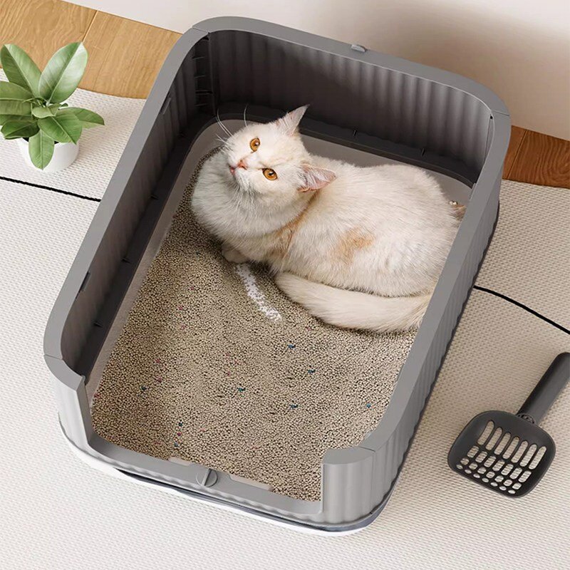 프리미엄 대용량 고양이 화장실 후드형 고양이 대용량 화장실+모래삽, 회색, 1개
