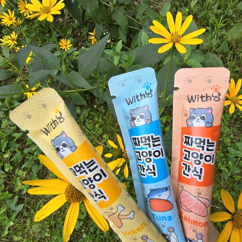 위드냥 고양이츄르 짜먹는 고양이 간식 3종 혼합 총 60스틱 닭고기 참치 연어 츄르, 60개, 15g