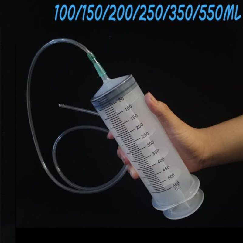 재사용 가능한 대형 주사기 100cm 호스 측정 인젝터 반려동물 급식 오일 배수 유체 영양제 큰 주사기 100ml-550ml, 1개, 1) 100cm Hose 1pc
