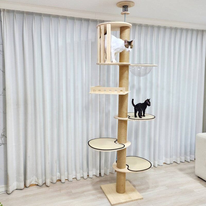 마아 고양이 원목 6단 캣폴 캣타워 마끄럼방지 대형스탭, 1개, 혼합색상