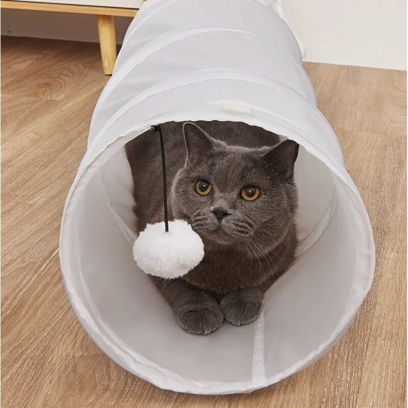 아이사랑 고양이 터널 하우스 바스락터널 숨숨집 장난감 70cm, 화이트, 1개