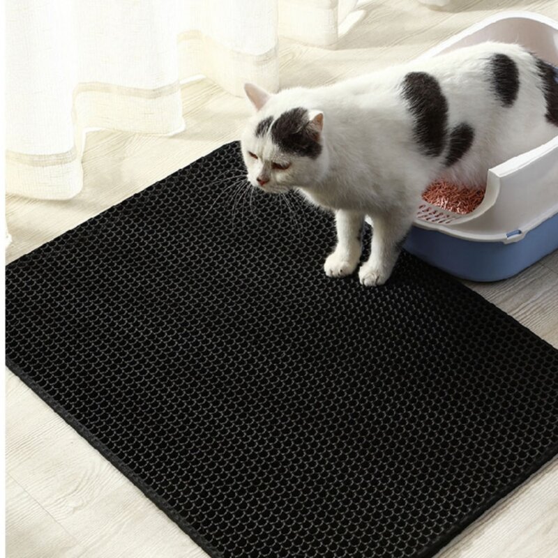 고양이 화장실 모래 패드 사막화방지 고양이모래매트, 블랙, 1개