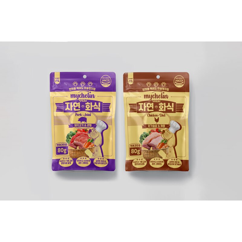 [유통기한 2025.08.03] 마이베프 강아지 마이슐랭 자연화식 사료 돼지고기 10개 & 닭고기 10개, 80g, 20개, 닭