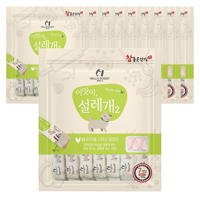 헬로도기 참좋은간식 설레개2 7p, 10개, 105g, 닭고기
