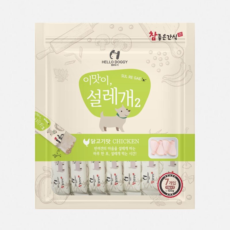 헬로도기 참좋은간식 설레개2 7p, 10개, 105g, 닭고기