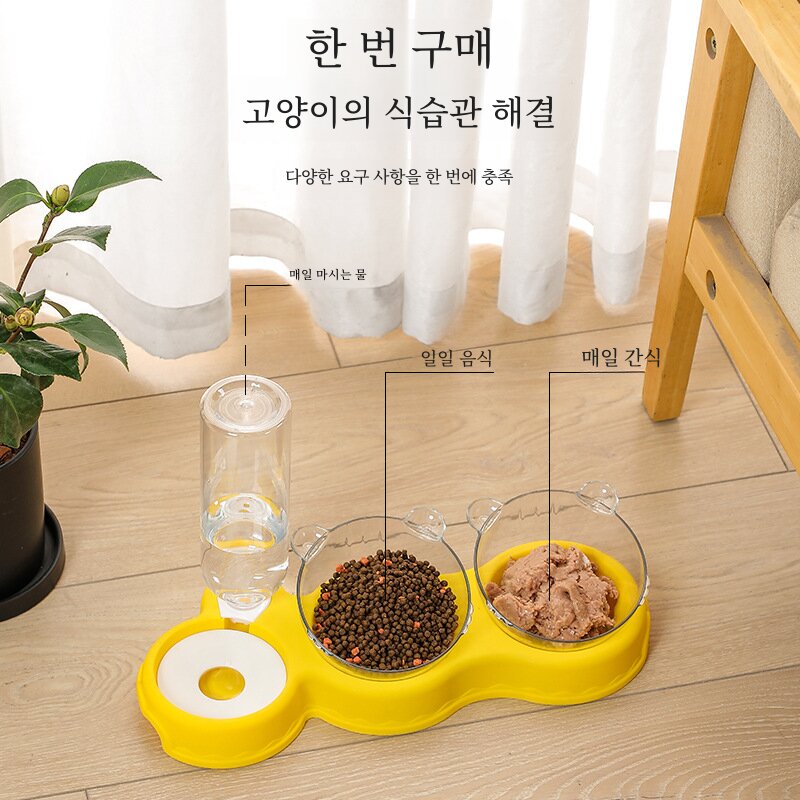 GFHBG 애완동물 사료용 물그릇 고양이 방습구 멀티 자동급수기 투명그릇 흰색 하나, 1개, 그레이