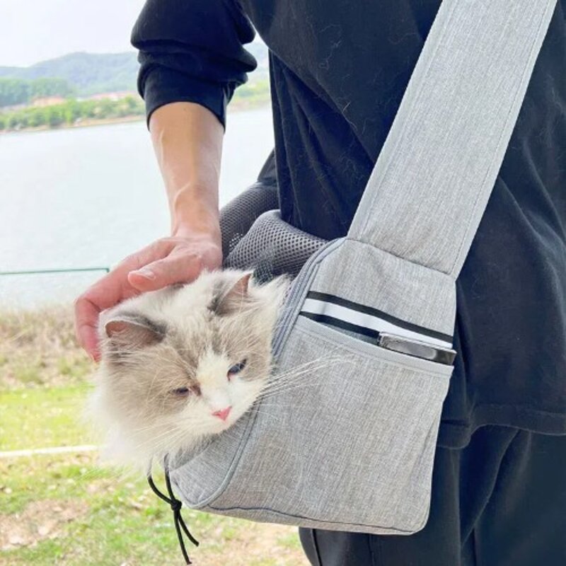 쿠가미 애견 여행가방 강아지 고양이 휴대용 크로스백, 블루
