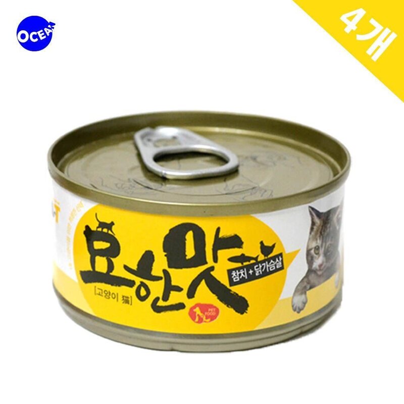 길냥이 가성비 참치 닭고기 통조림간식4P 물안먹는고양이 입원 회복식