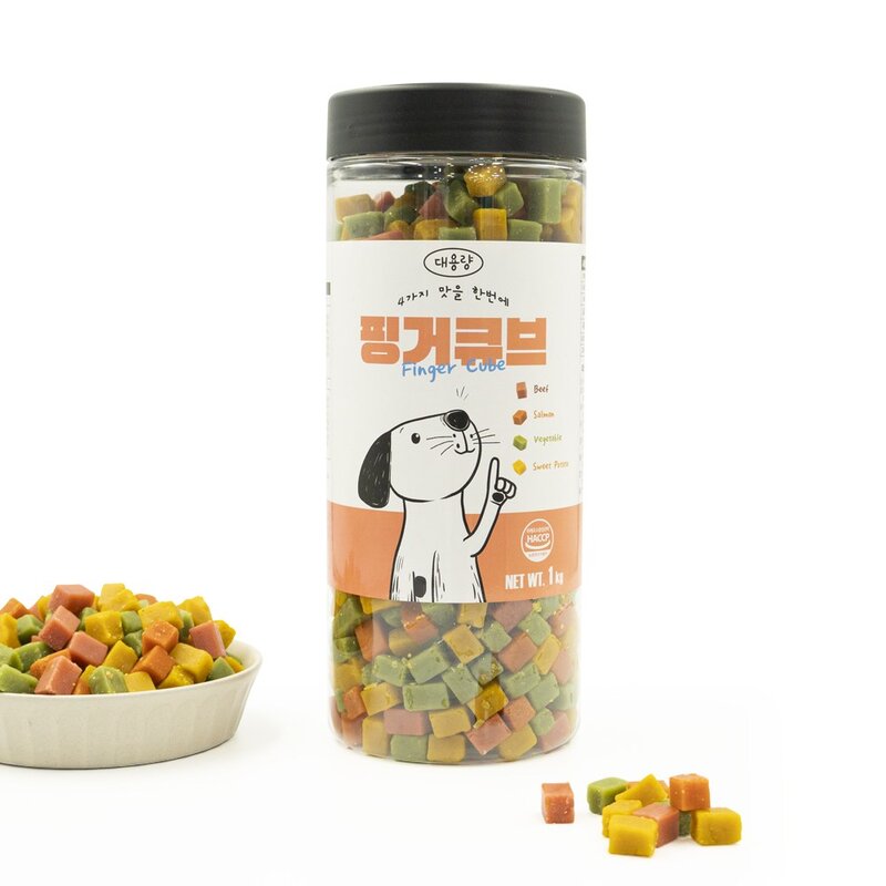 핑거큐브 강아지간식 교육용 훈련용 대용량 강아지 트릿 혼합 1 000g, 1개, 1000g