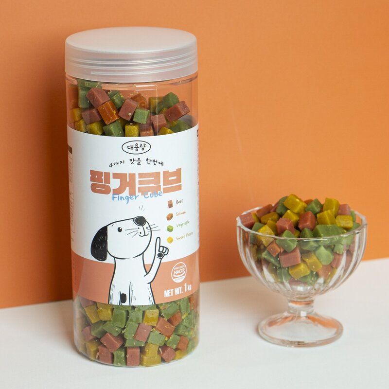 핑거큐브 강아지간식 교육용 훈련용 대용량 강아지 트릿 혼합 1 000g, 1개, 1000g
