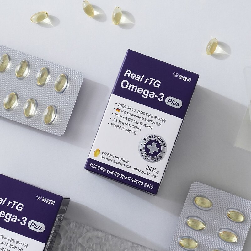 펫생각 IFOS 인증 강아지 고양이 오메가3 Plus 60캡슐 순도 80% KDpharma 오일 심장 관절 건강 혈행 개선 피부 모질 관리, 심장/간, 1개