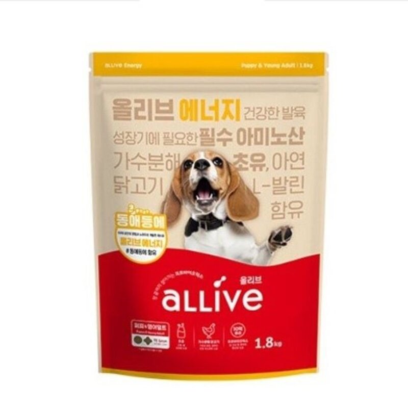 강아지사료 전연령 활력 근융성장도움 애견사료1.8kg 애견사료(8277EA), 1.8kg