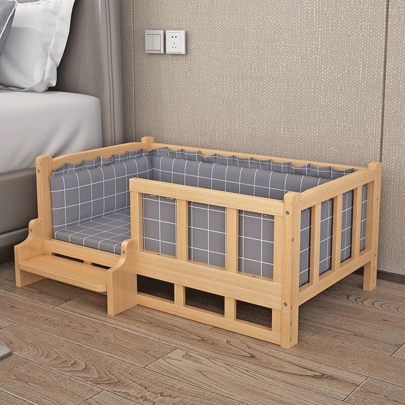 고양이 소파베드 강아지 침대 해먹 단층 원목 매트 펫베드, S-45x15 - 1.5kg 이내, 단층 고급모델 + 블루침구(스펀지충전재)