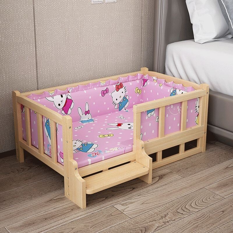 고양이 소파베드 강아지 침대 해먹 단층 원목 매트 펫베드, S-45x15 - 1.5kg 이내, 단층 고급모델 + 블루침구(스펀지충전재)