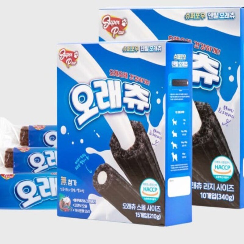 슈퍼포우 강아지 오래츄 덴탈껌, 혼합맛(블루베리/크랜베리), 210g, 1개