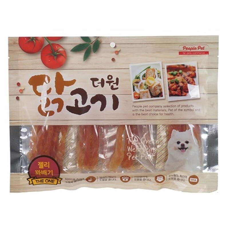 닭고기 젤리꽈배기 강아지 간식 300g 대체육 개 노즈워크 육포 사사미