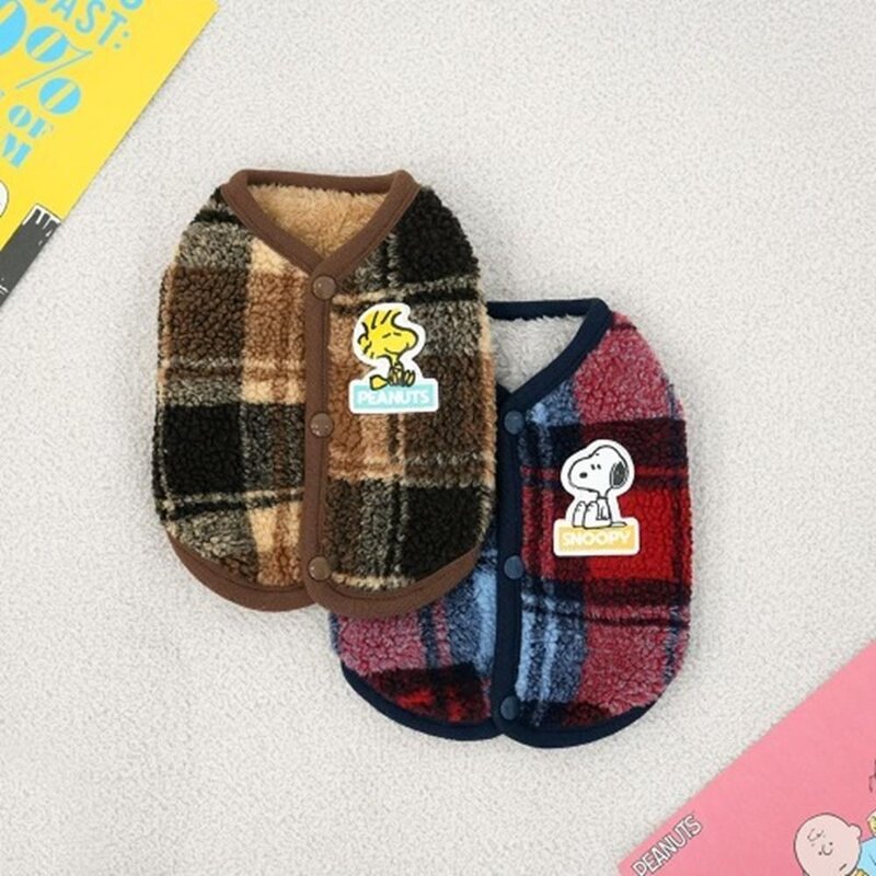 강아지 뽀글이 조끼 댕댕이 겨울옷 브라운 방한복 강쥐 실내복 꾸미기, 1개