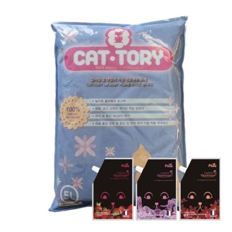 캣토리 고양이 모래 무향 5L + 필루 데오드란트 300g mia*101uA, 모래5L+딸기향, 본상품선택