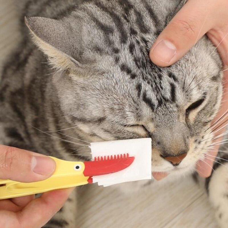 고양이 강아지 털 스팀 브러쉬 장모 단모 털제거 부드러운 실리콘 개 눈물 자국 브러시 눈 청소 빗 배설물 제거제 클리너 클립 애완 동물 용품 제품, 4) yellow