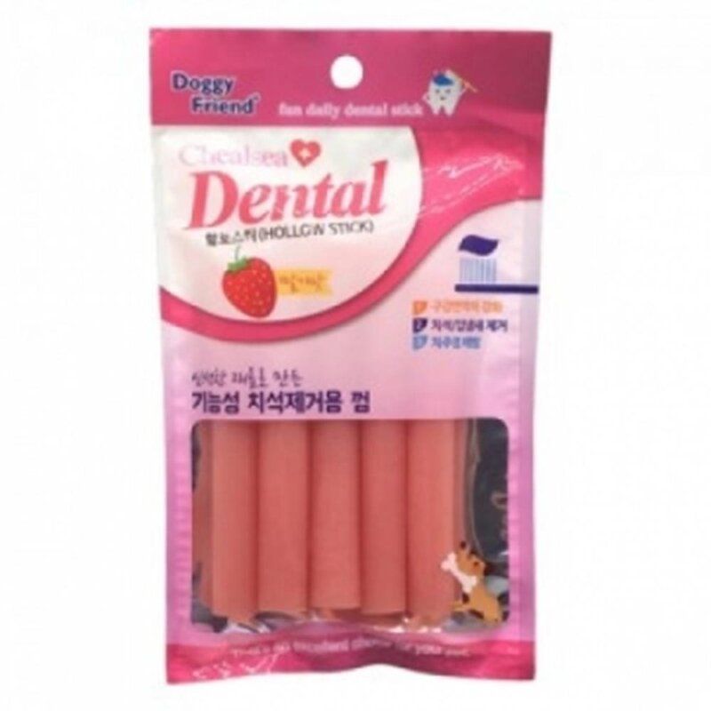 기능성 간식 덴탈할로스틱 딸기향 5p 강아지치아관리 영양개껌 애견개껌