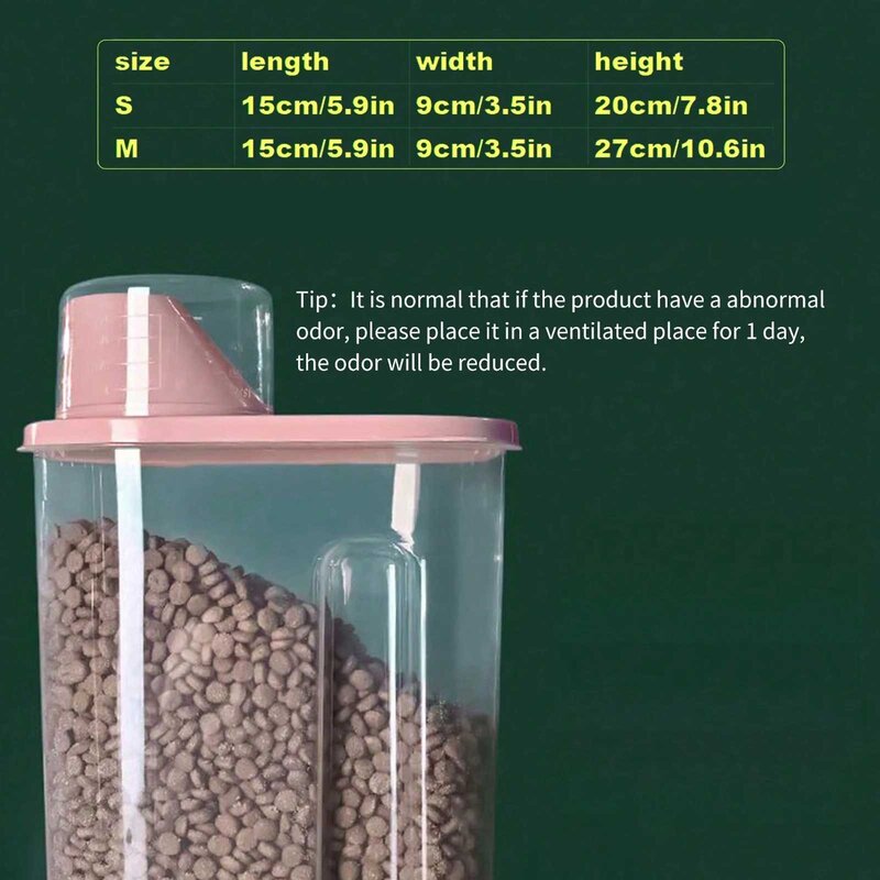 버킷 강아지사료통 보관 1 개 대용량사료통 밀폐사료통 9L 25L, 분홍색, S