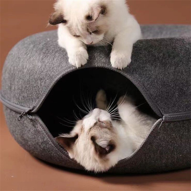 게으른 호랑이 고양이 도넛 숨숨집 터널 하우스 고양이집, 그레이D, 1팩