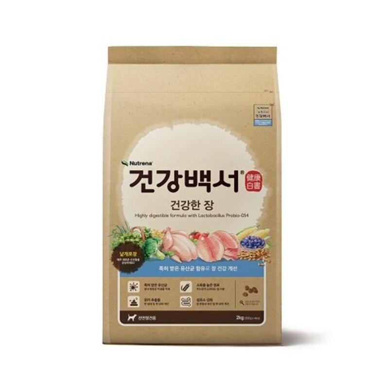 유산균 장건강 고소한 반려견 사료 2kg 애완견간식 애견영양제, 1개, 상세페이지참조