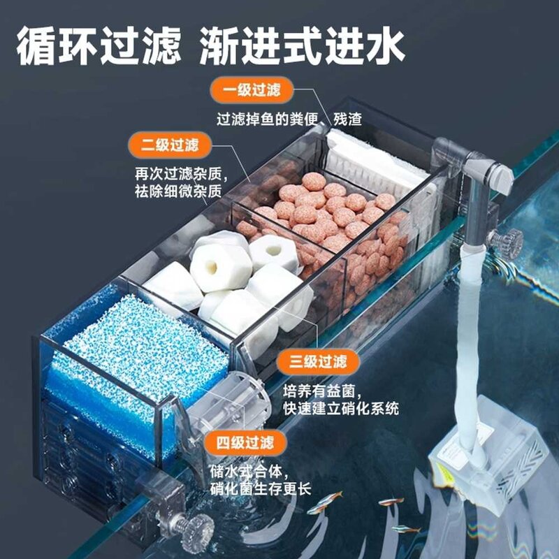 어항 펌프 수조 필터 내장형 모터 여과기 물고기 순환기 관상 측면, 상세 페이지 참고, 상세 페이지 참고