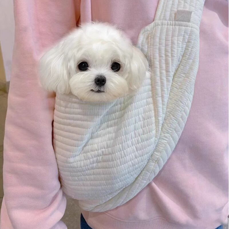 설아네 꿀살림 강아지 고양이 애견 슬링백 소형 중형 대형 여름 백팩 아이보리 캐리어 이동 가방 산책 숄더백 백팩 포대기, S