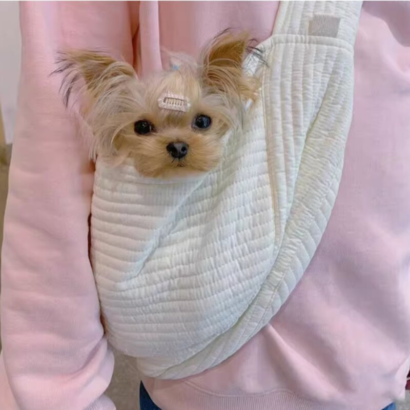 설아네 꿀살림 강아지 고양이 애견 슬링백 소형 중형 대형 여름 백팩 아이보리 캐리어 이동 가방 산책 숄더백 백팩 포대기, S